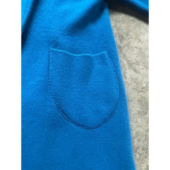 Celine Modele Depose Wool Cashmere Blend Sweater Coat Stunning Blue Buttons L - Picture 4 of 11